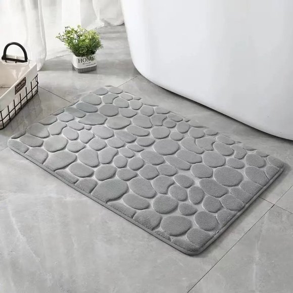 Bath Nwt Gray Bath Mat Pebbled Design Memory Foam Nonslip Poshmark